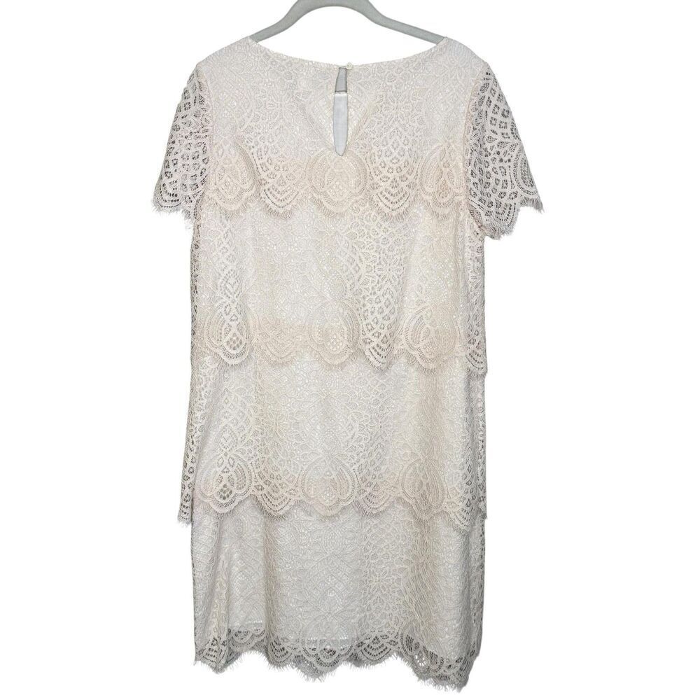 Sundance Dress Womens Small Ivory Lace Layered Shift Short Sleeve Knee Length - Picture 7 of 8